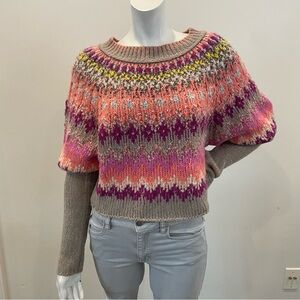 FREE PEOPLE Home For The Holidays Fair Isle Wool Blend Knit Sweater